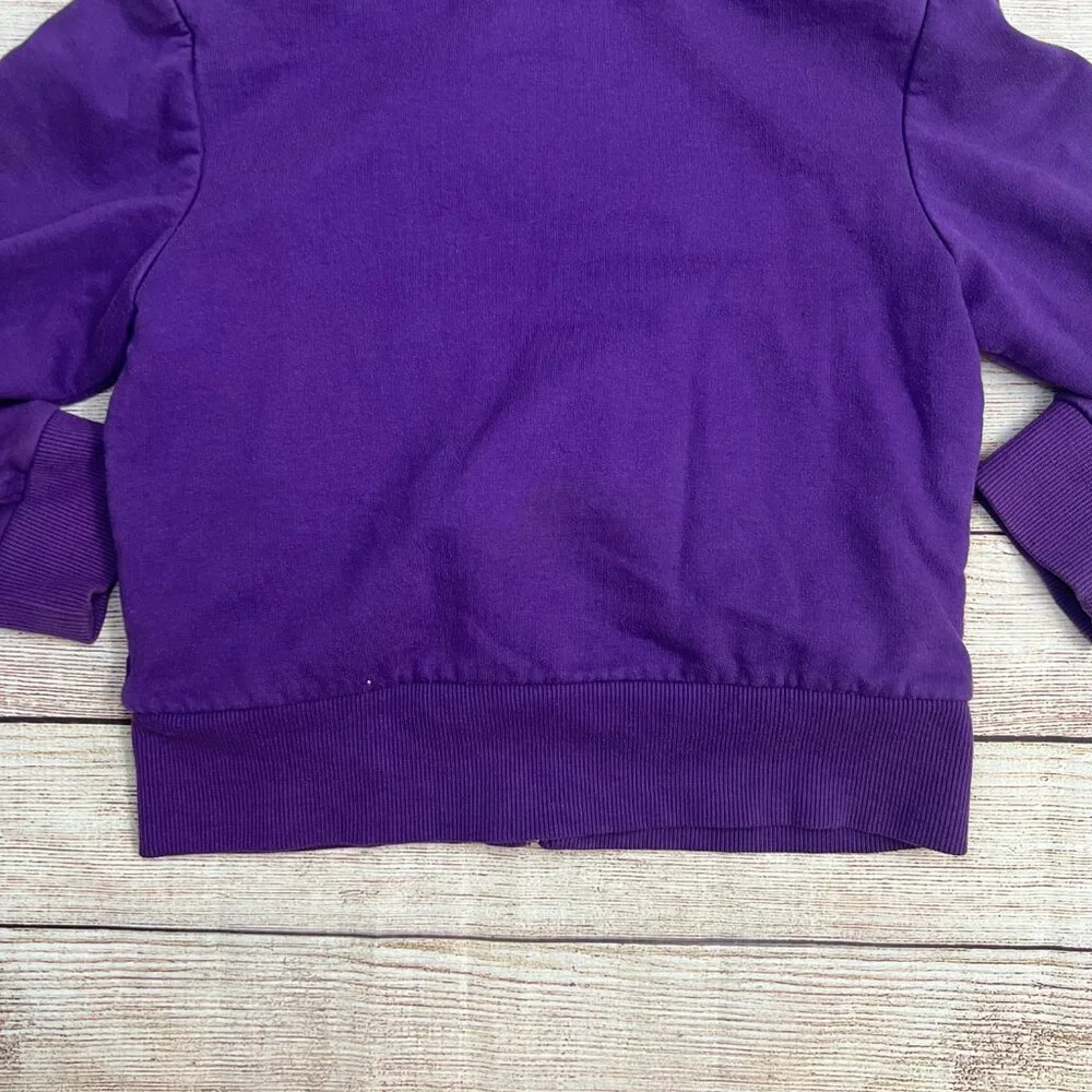 Disney Hannah Montana Purple Zip Hoodie Jacket Girls Size 7/8 Embroidered Pocket
